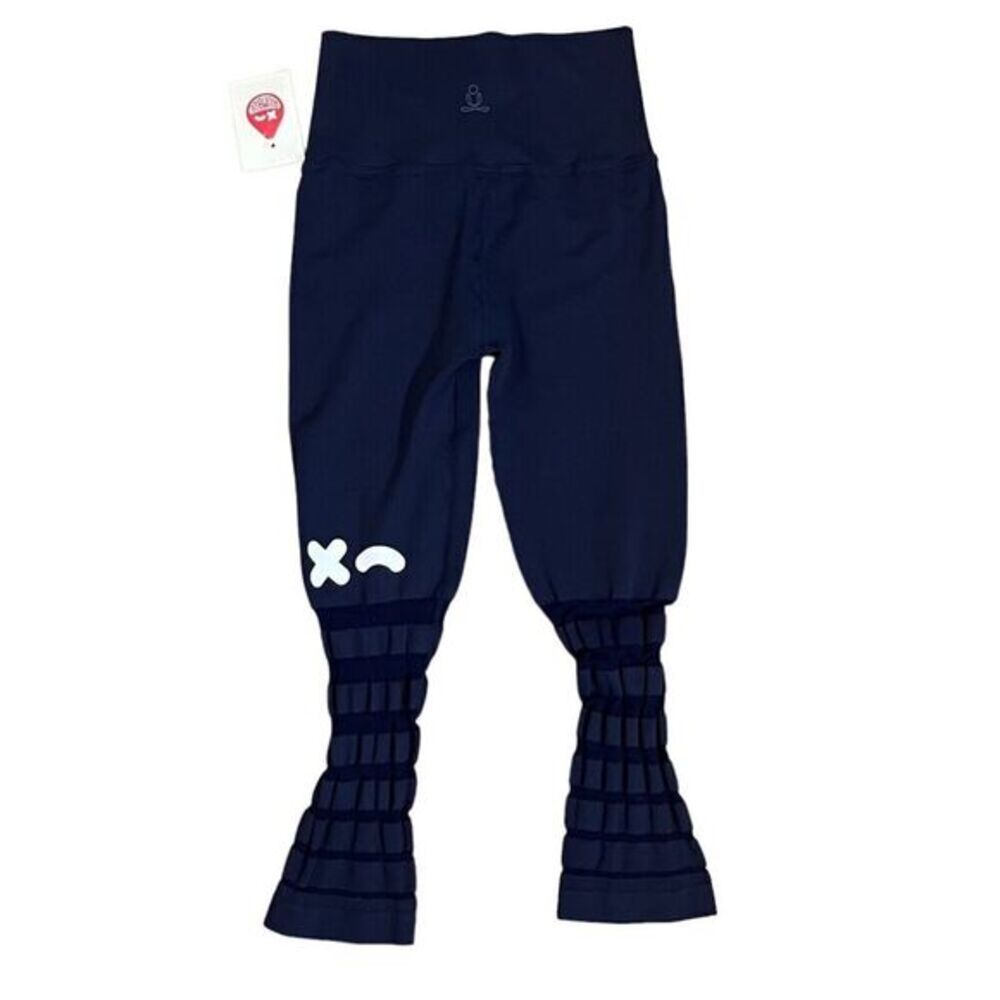 Phat Buddha NWT Rumble Wink Leggings Navy Women's One Size Cropped Activewear